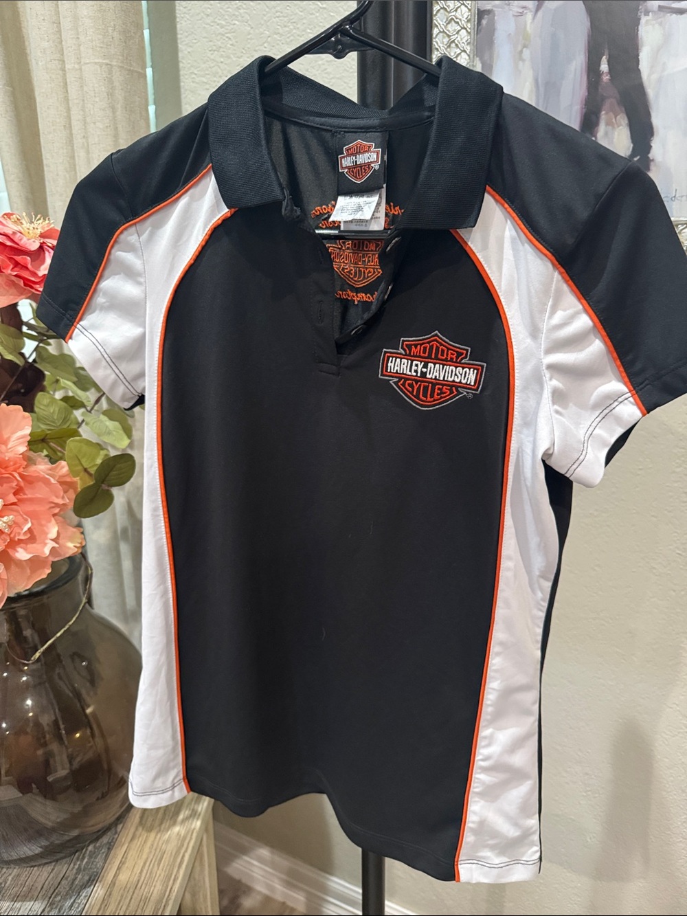 Harley-Davidson Black, White & Orange Polo Shirt